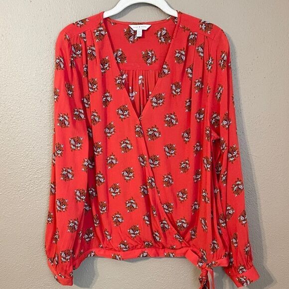 Lucky Brand Sawyer Wrap Boho Top Size L - Picture 5 of 9